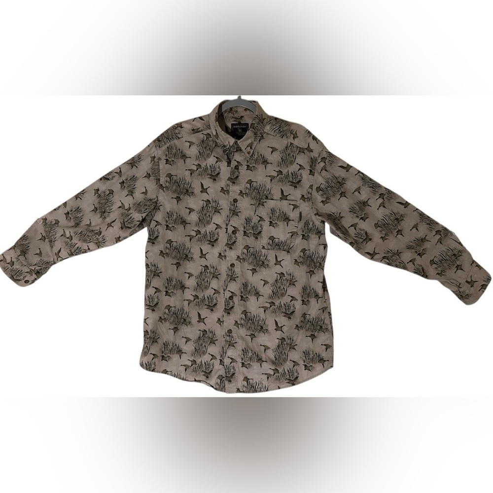 Woolrich men’s mallard duck print long sleeve Button-Up Shirt
